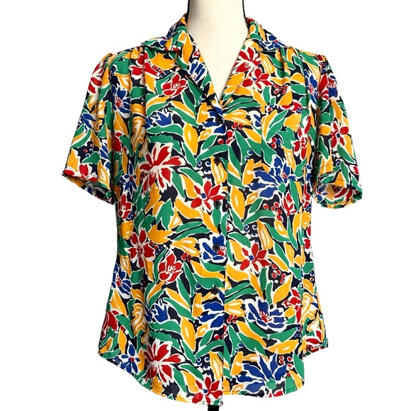 Stuart Randolph Blouse 10 Floral Vintage Button Down - Picture 1 of 7